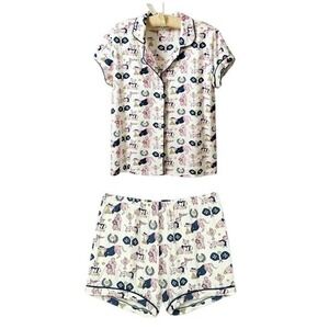 Toss Designs Women's Pajama Set SMALL White Dogs Cami‎ Summer Sleepwear - CJ